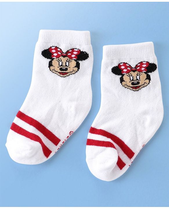 Cute Walk Disney By Babyhug Anti Bacterial Ankle Length Socks Minnie Mouse Design Pack Of 3 - Multicolour