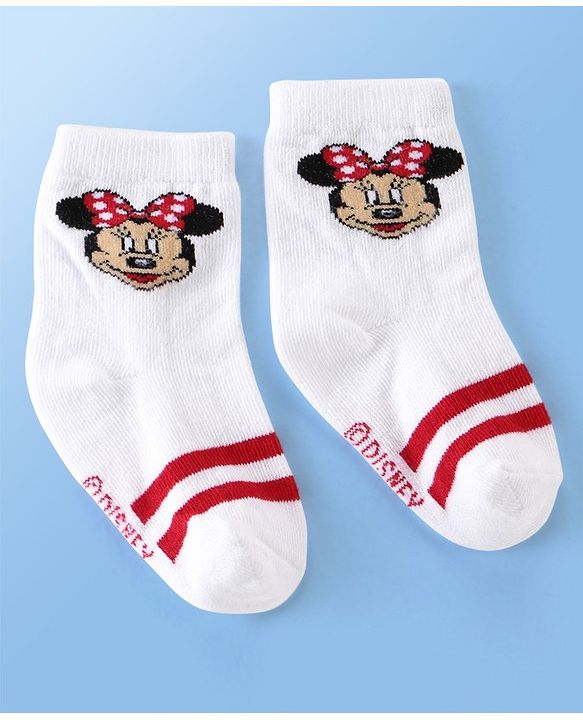 Cute Walk Disney By Babyhug Anti Bacterial Ankle Length Socks Minnie Mouse Design Pack Of 3 - Multicolour