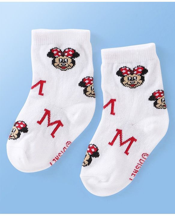 Cute Walk Disney By Babyhug Anti Bacterial Ankle Length Socks Minnie Mouse Design Pack Of 3 - Multicolour