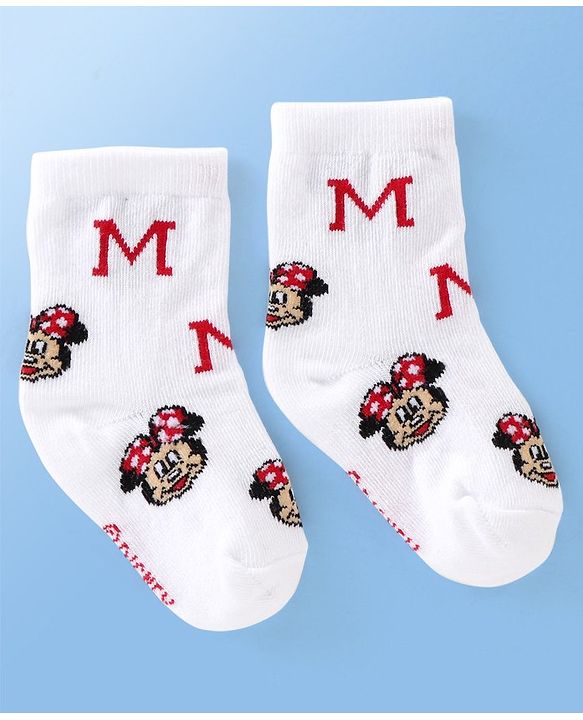 Cute Walk Disney By Babyhug Anti Bacterial Ankle Length Socks Minnie Mouse Design Pack Of 3 - Multicolour