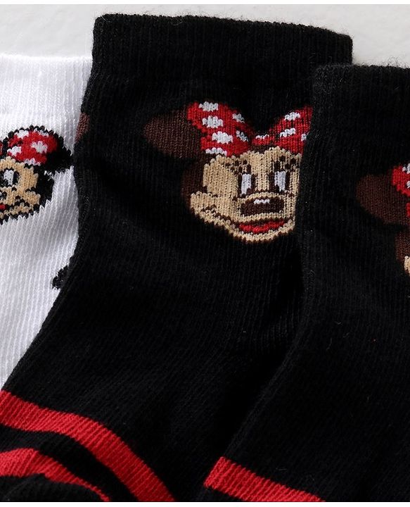 Cute Walk Disney By Babyhug Anti Bacterial Ankle Length Socks Minnie Mouse Design Pack Of 3 - Multicolour
