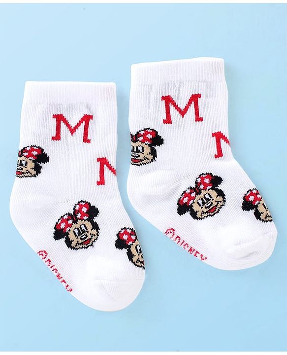 Cute Walk by Babyhug Antibacterial Ankle Length Socks Minnie Mouse Design Pack of 3- Multicolour