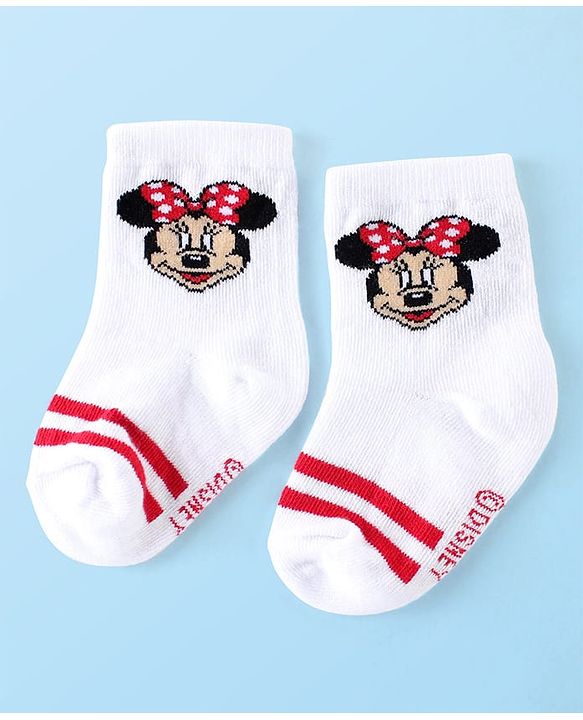 Cute Walk by Babyhug Antibacterial Ankle Length Socks Minnie Mouse Design Pack of 3- Multicolour