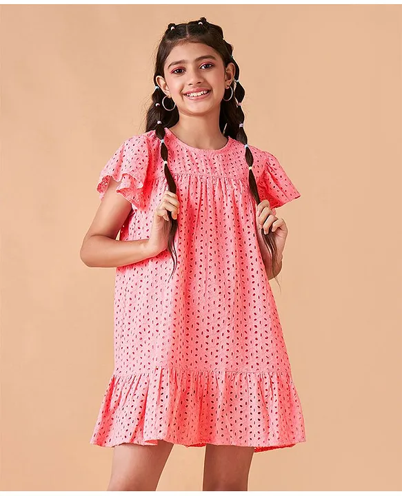 Buy PinkChick Flutter Sleeves Solid A Line Dress Navy Blue for Girls  (11-12Years) Online in India, Shop at FirstCry.com - 14450835