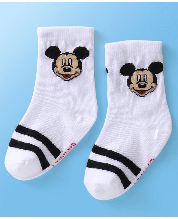 Cute Walk Disney By Babyhug Anti Bacterial Ankle Length Socks Mickey Mouse Design Pack Of 3 - Multicolour