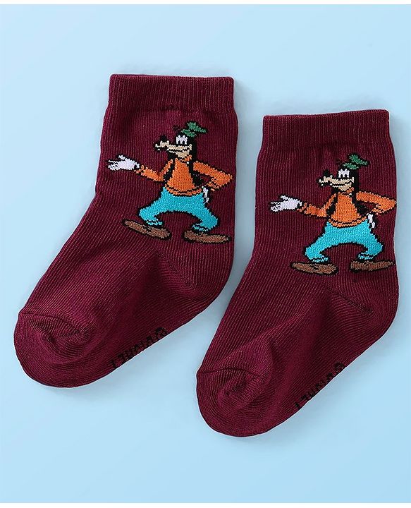 Cute Walk Disney By Babyhug Anti Bacterial Ankle Length Socks Mickey Mouse & Pooh Design Pack Of 3 - Multicolour