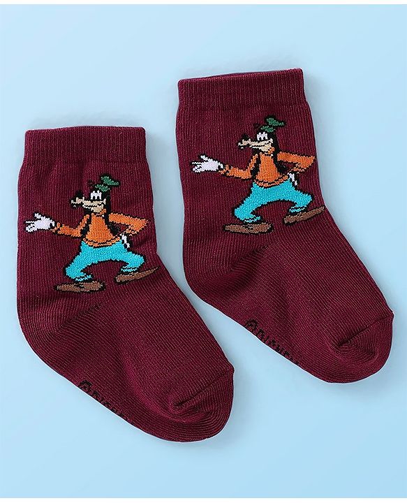 Cute Walk Disney By Babyhug Anti Bacterial Ankle Length Socks Mickey Mouse & Pooh Design Pack Of 3 - Multicolour
