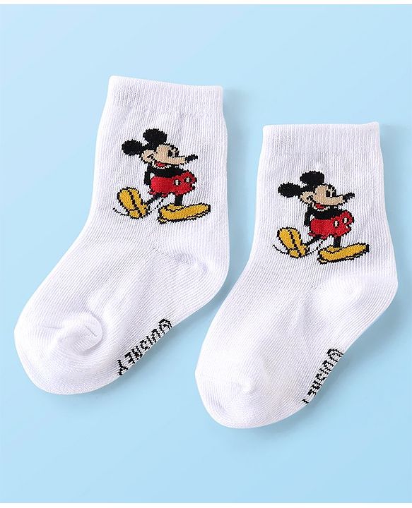 Cute Walk Disney By Babyhug Anti Bacterial Ankle Length Socks Mickey Mouse & Pooh Design Pack Of 3 - Multicolour