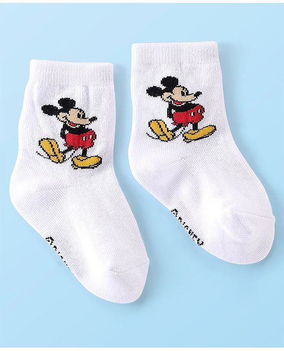 Cute Walk Disney By Babyhug Anti Bacterial Ankle Length Socks Mickey Mouse & Pooh Design Pack Of 3 - Multicolour