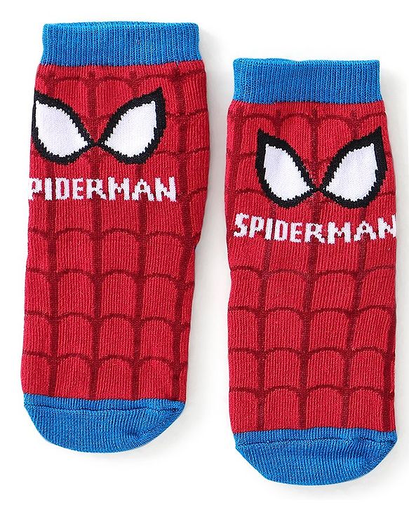 Cute Walk Disney By Babyhug Anti Bacterial Ankle Length Socks Spiderman Design Pack Of 3 - Multicolour