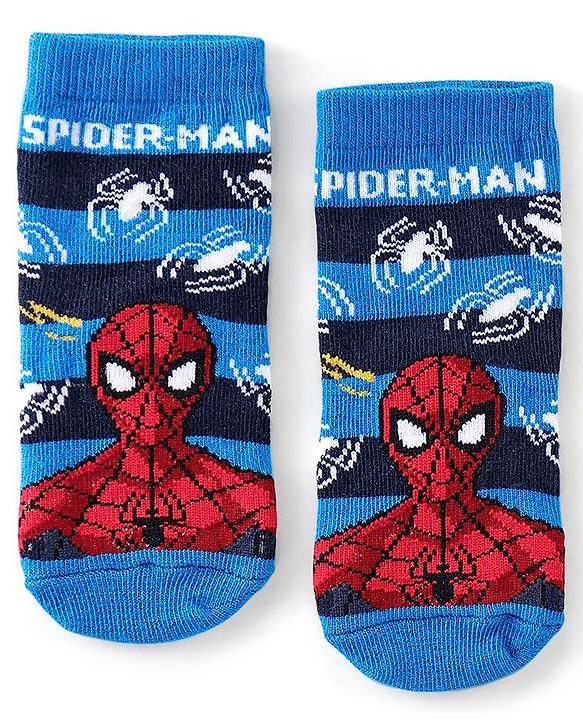 Cute Walk Disney By Babyhug Anti Bacterial Ankle Length Socks Spiderman Design Pack Of 3 - Multicolour