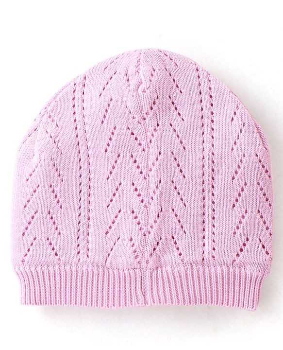 Babyhug 100% Cotton Knit Woollen Caps - Pink