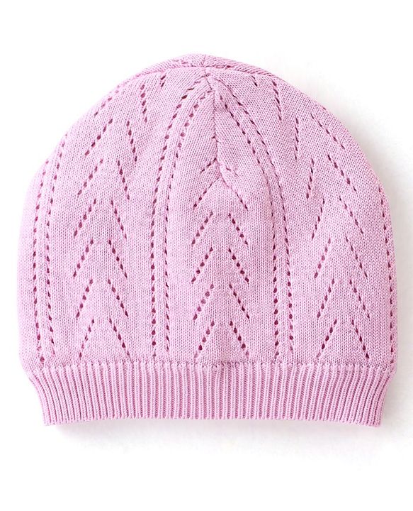 Babyhug 100% Cotton Knit Woollen Caps - Pink