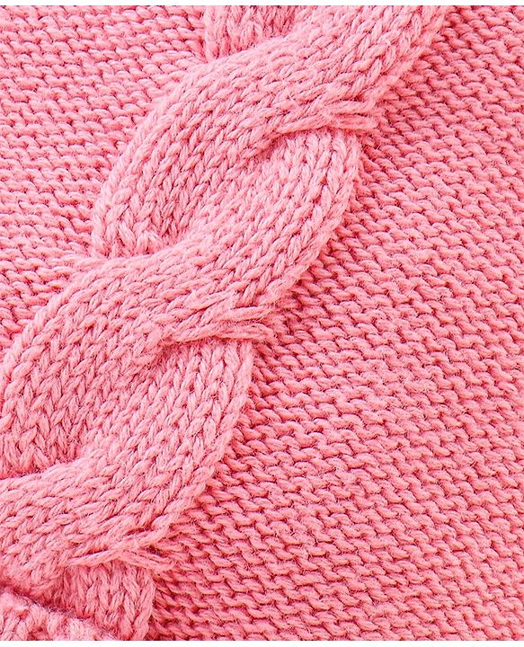 Babyhug 100% Cotton Knit Woollen Cap with Knot Design -Pink