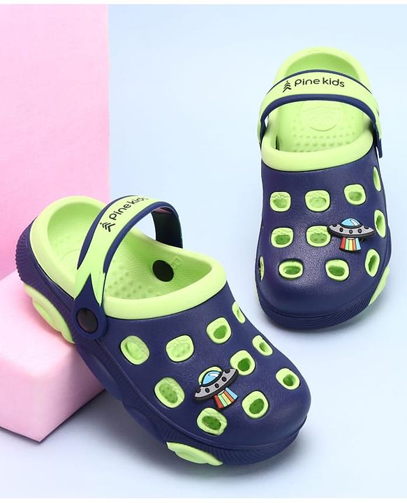 Pine Kids Clogs Spaceship Patch - Blue
