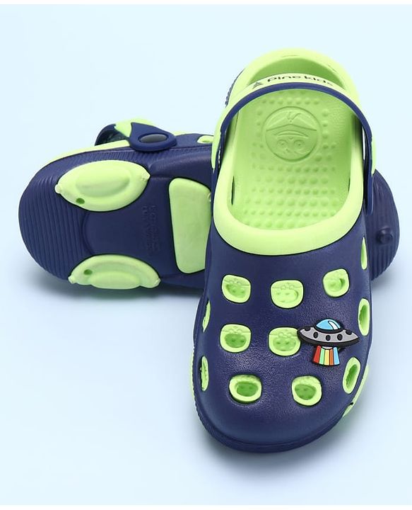 Pine Kids Clogs Spaceship Patch - Blue