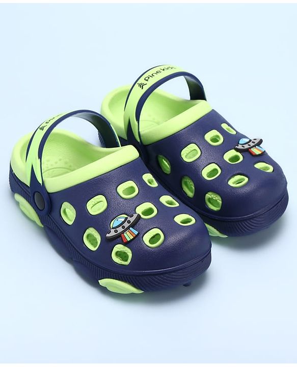 Pine Kids Clogs Spaceship Patch - Blue