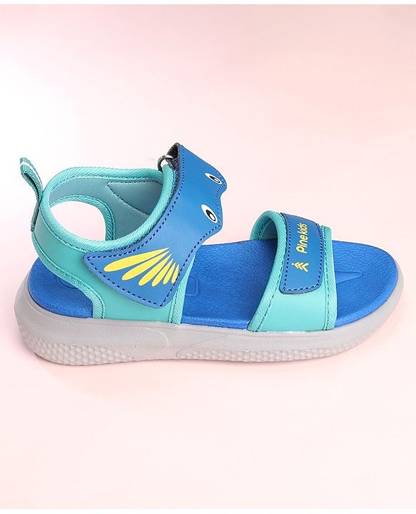 Pine Kids Sandals with Velcro Closure Fish Print - Blue