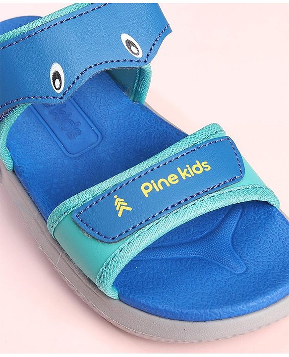 Pine Kids Sandals with Velcro Closure Fish Print - Blue