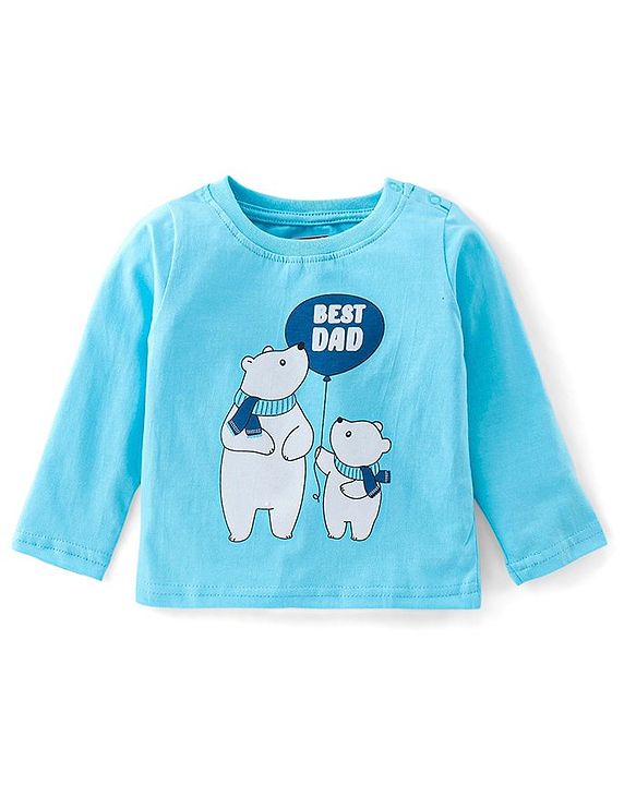 Babyhug Cotton Single Jersey Knit Full Sleeves Night Suit Bear Print - Blue