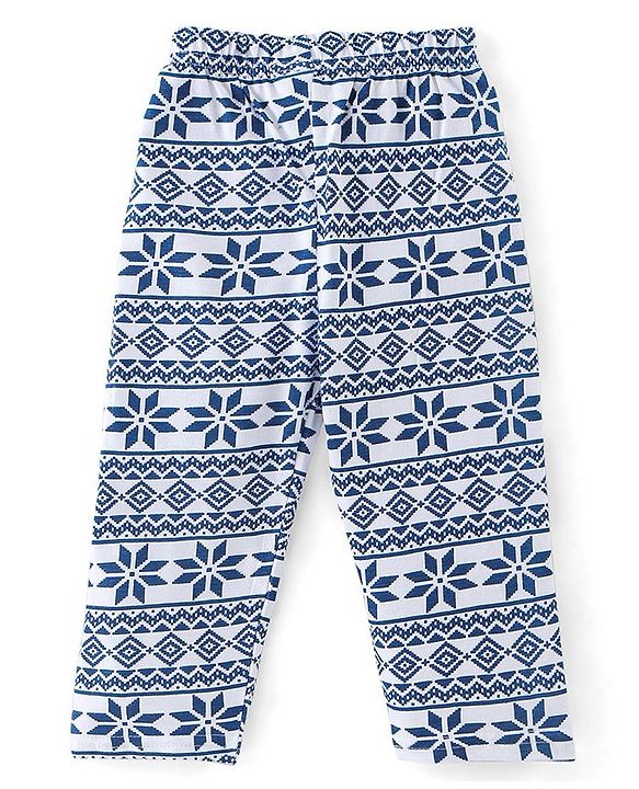 Babyhug Cotton Single Jersey Knit Full Sleeves Night Suit Bear Print - Blue