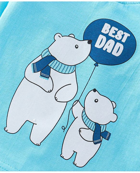 Babyhug Cotton Single Jersey Knit Full Sleeves Night Suit Bear Print - Blue