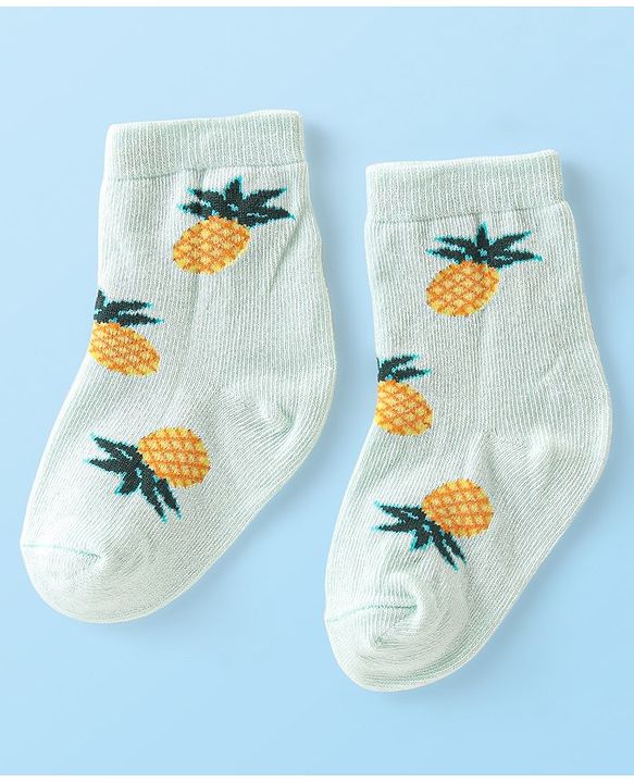 Cute Walk by Babyhug Anti-Bacterial Ankle Length Fruits Designed Socks Pack of 3 - Multicolour