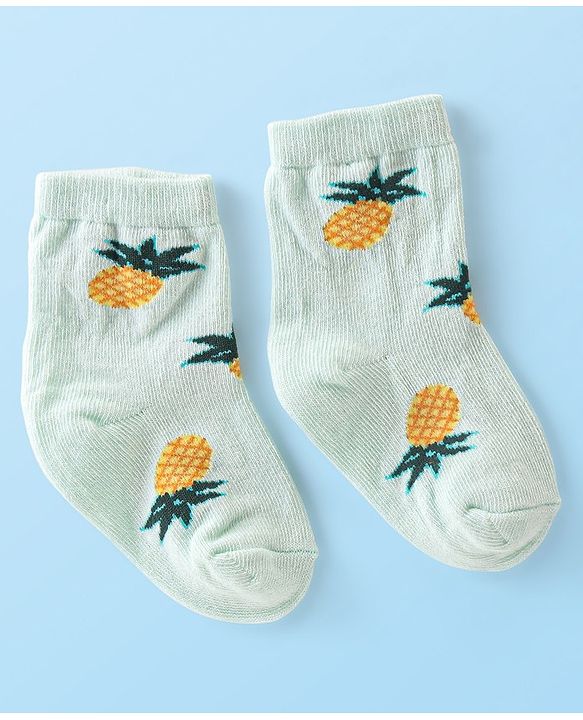 Cute Walk by Babyhug Anti-Bacterial Ankle Length Fruits Designed Socks Pack of 3 - Multicolour