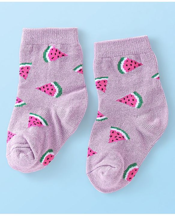 Cute Walk by Babyhug Anti-Bacterial Ankle Length Fruits Designed Socks Pack of 3 - Multicolour