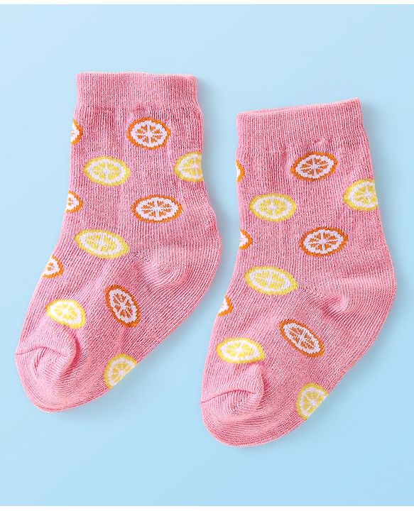 Cute Walk by Babyhug Anti-Bacterial Ankle Length Fruits Designed Socks Pack of 3 - Multicolour
