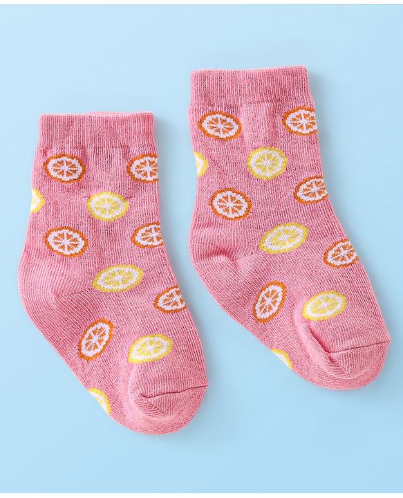 Cute Walk by Babyhug Anti-Bacterial Ankle Length Fruits Designed Socks Pack of 3 - Multicolour