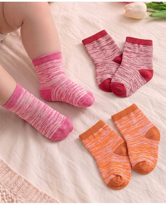 Cute Walk by Babyhug Anti-Bacterial Ankle Length Designed Socks Pack of 3 - Multicolour