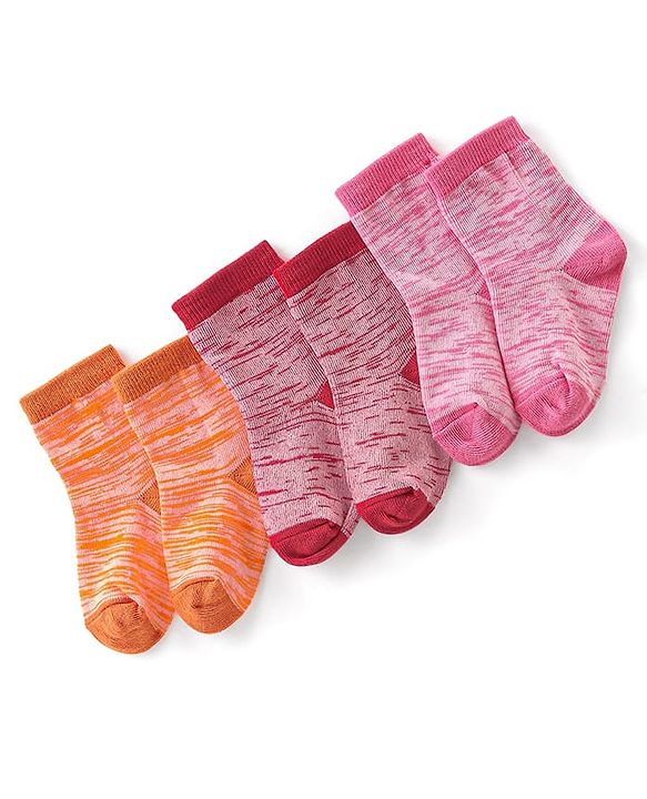 Cute Walk by Babyhug Anti-Bacterial Ankle Length Designed Socks Pack of 3 - Multicolour