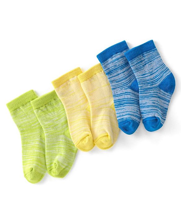 Cute Walk by Babyhug Anti-Bacterial Ankle Length Lines Designed Socks Pack of 3 - Multicolour