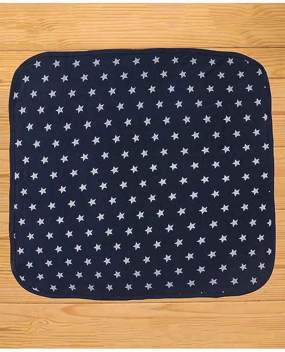 Babyhug Terry Knit  Towel Star Print L 76 X B 76 cm- Navy Blue