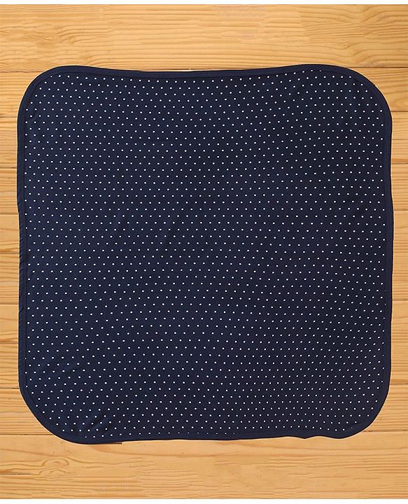 Babyhug Terry Knit Towel Polka Dot Print L 76 X B 76 cm- Navy Blue