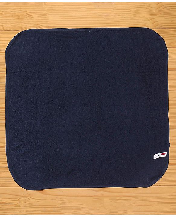 Babyhug Terry Knit Towel Polka Dot Print L 76 X B 76 cm- Navy Blue
