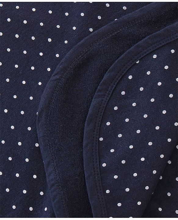 Babyhug Terry Knit Towel Polka Dot Print L 76 X B 76 cm- Navy Blue
