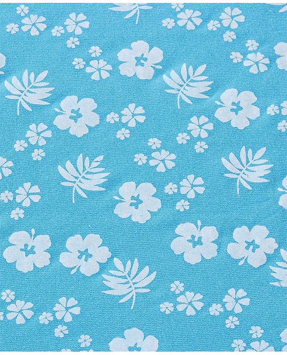 Babyhug Terry Knit Towel Floral L 76 X B 76 cm- Blue