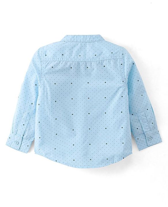 Babyhug 100% Cotton Knit Full Sleeves Shirt & Trouser Pant With Dots Print - Blue