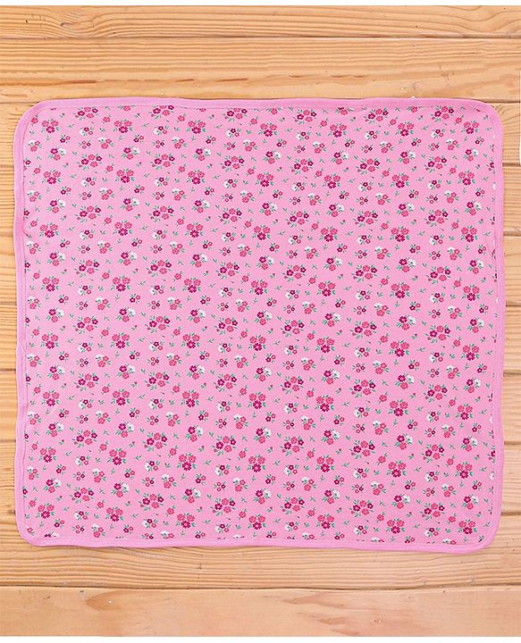 Babyhug Terry Knit Hooded Bath Towel Floral Print L 72 x B 72 cm - Pink