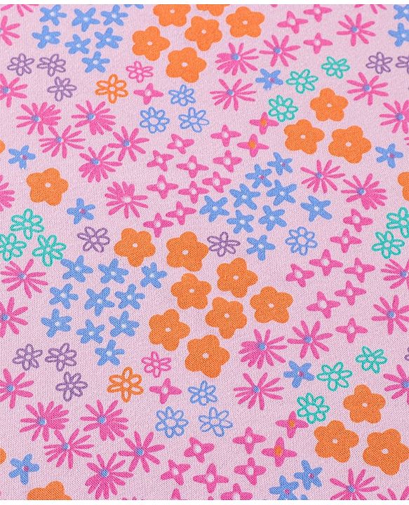 Babyhug Terry Knit Hooded Bath Towel Floral Print L 72 x B 72 cm - Pink