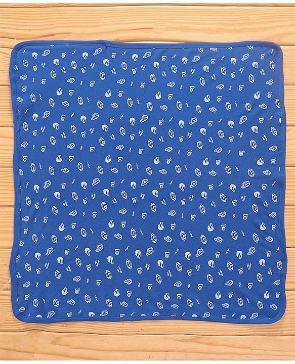 Babyhug Terry Knit Hooded Bath Towel Helmet Print L 72 x B 72 cm - Blue