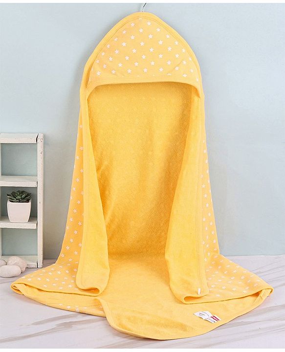 Babyhug Terry Knit Hooded Bath Towel Star Print L 72 x B 72 cm - Orange