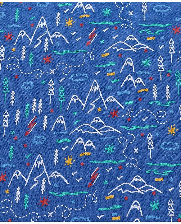 Babyhug Terry Knit Hooded Bath Towel Mountain Print L 72 x B 72 cm - Blue