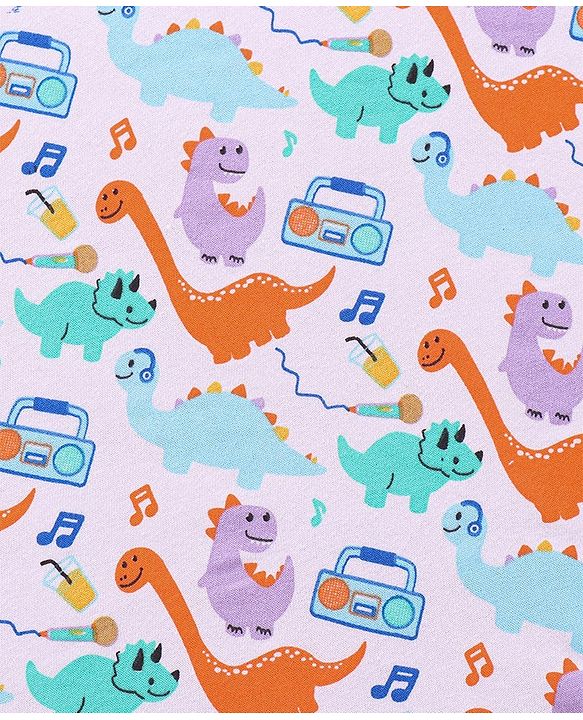 Babyhug Terry Knit Hooded Bath Towel Dino Print L 76 x B 76 cm - Multicolour