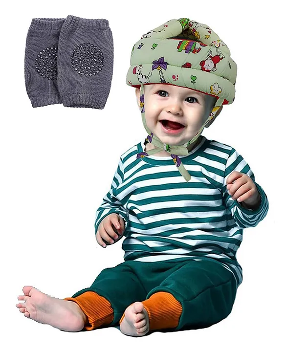 Luvlittle Adjustable Cushioned Baby Safety Helmet with Elbow Knee Protection Pads info