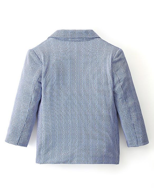 Babyhug Woven Full Sleeves Party Wear Blazer Solid Colour - Navy Blue