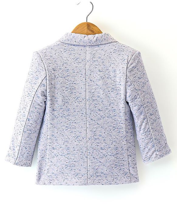 Babyhug Woven Full Sleeves Textured Partywear Blazer - Grey