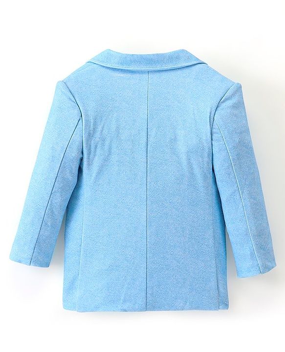 Babyhug Woven Full Sleeves Party Blazer Solid Colour - Light Blue